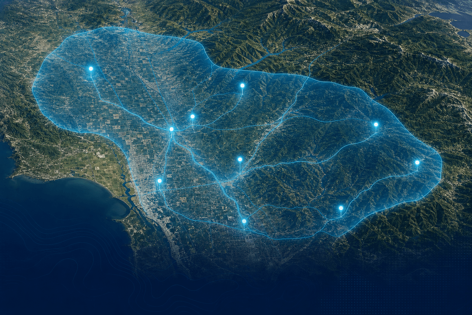 Stylized Northern California service area map